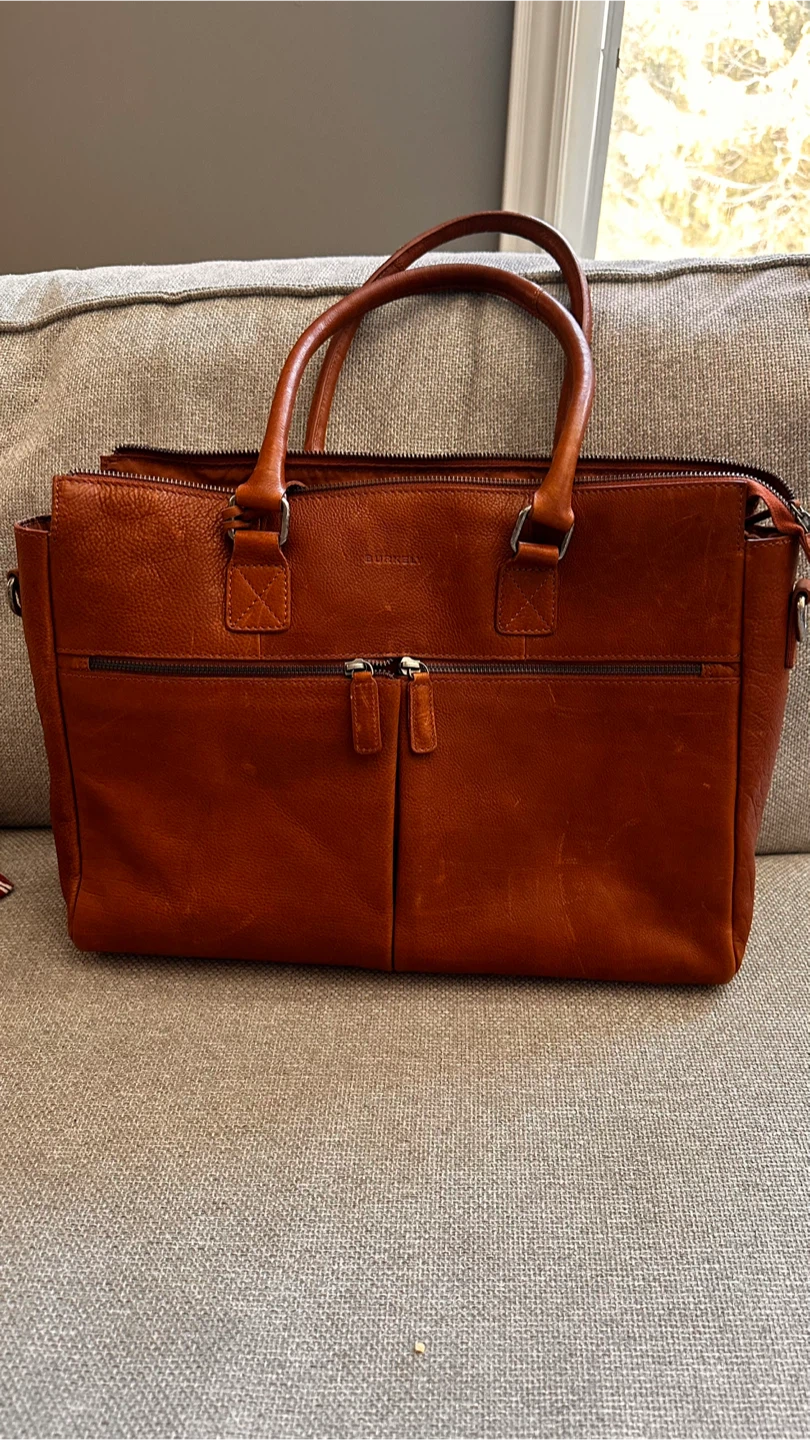 Smythe Brown Leather Briefcase/Tote Bag