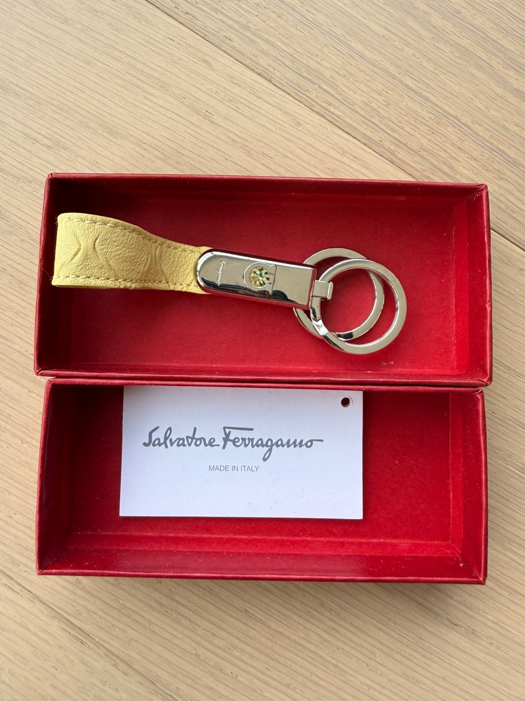 Salvatore Ferragamo Yellow Leather Keychain