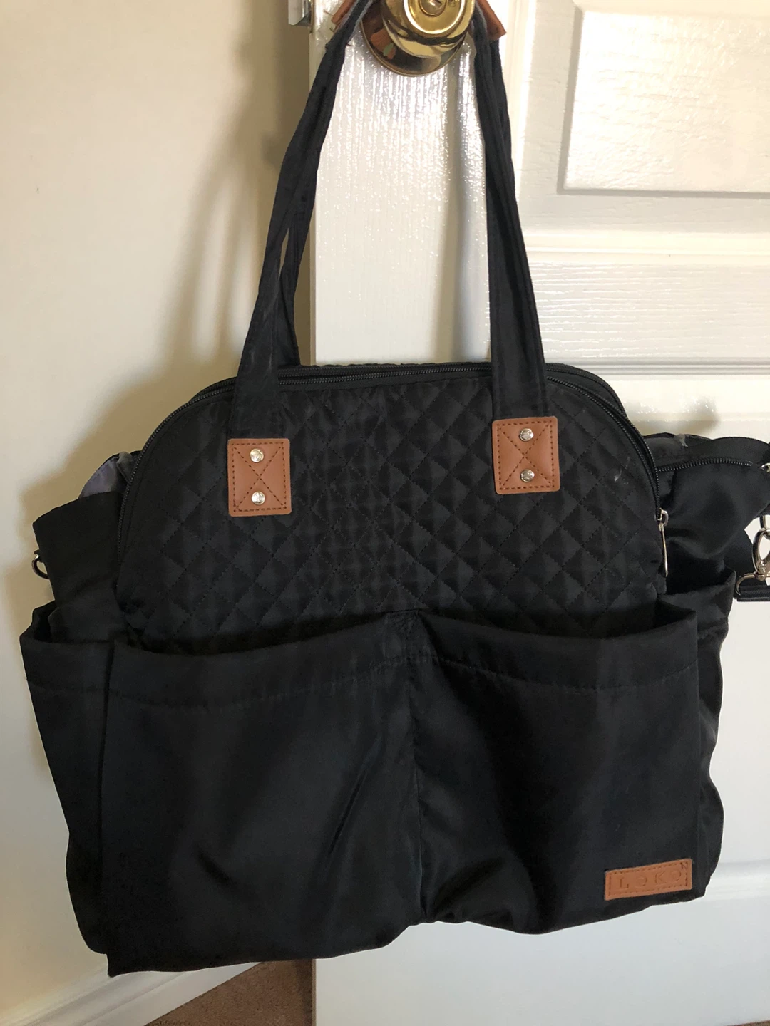 Black Quilted Diaper Bag with Changing Pad - photo 5