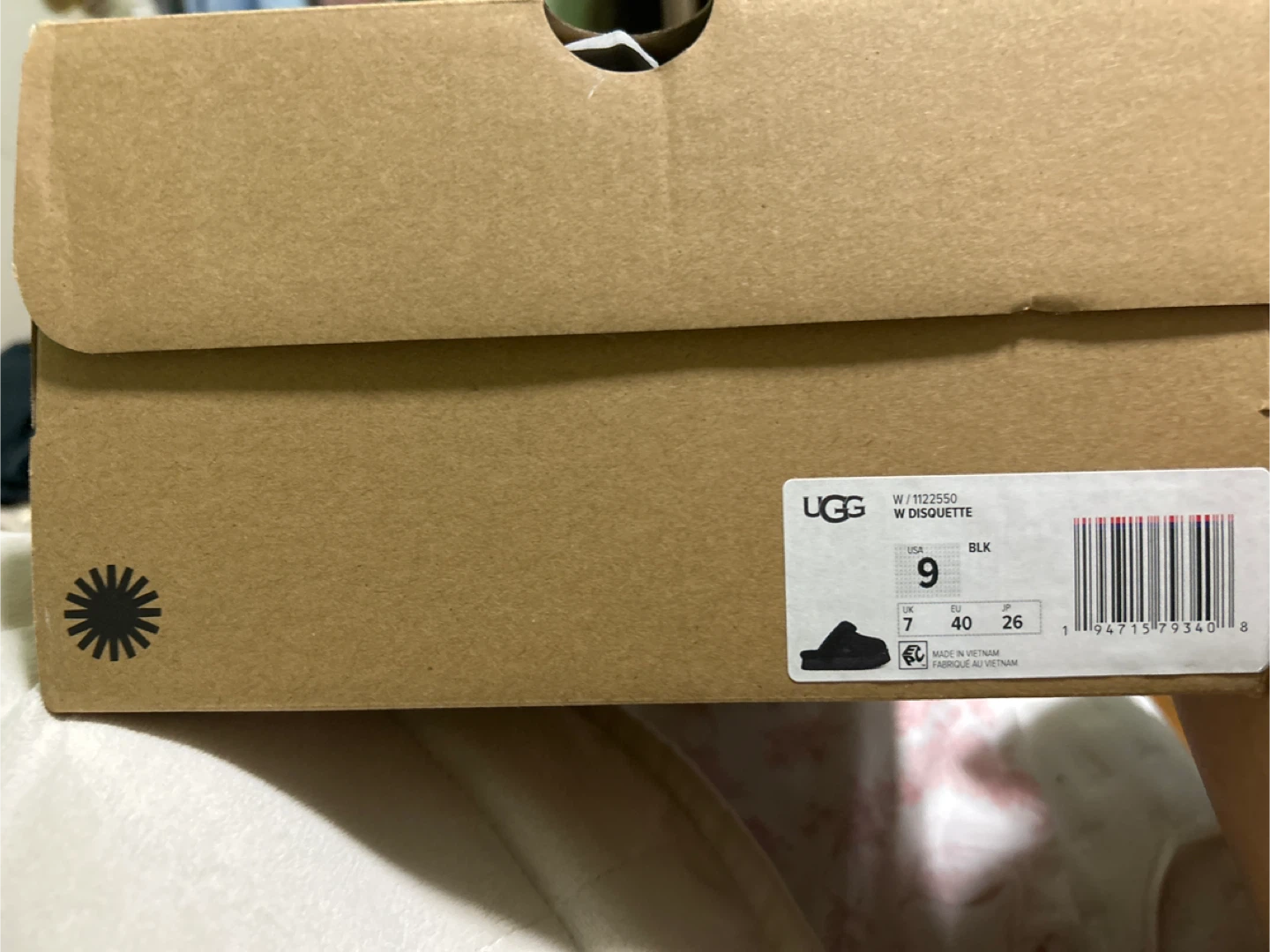 UGG W Disquette Black Sheepskin Slipper Size 9 - photo 5