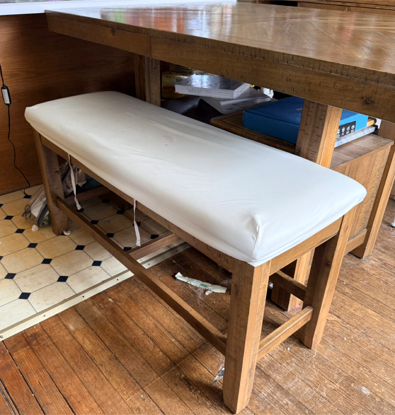 Wooden Kitchen Table with Bar Stools and Bench - photo 4