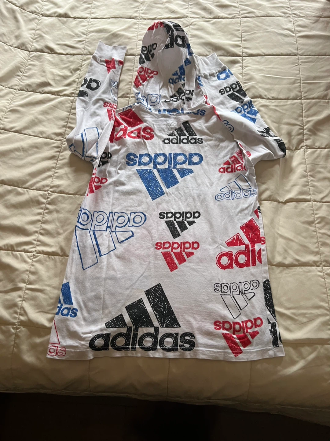 Adidas All Over Print Hooded Long Sleeve T-Shirt Size M (10/12) - photo 2