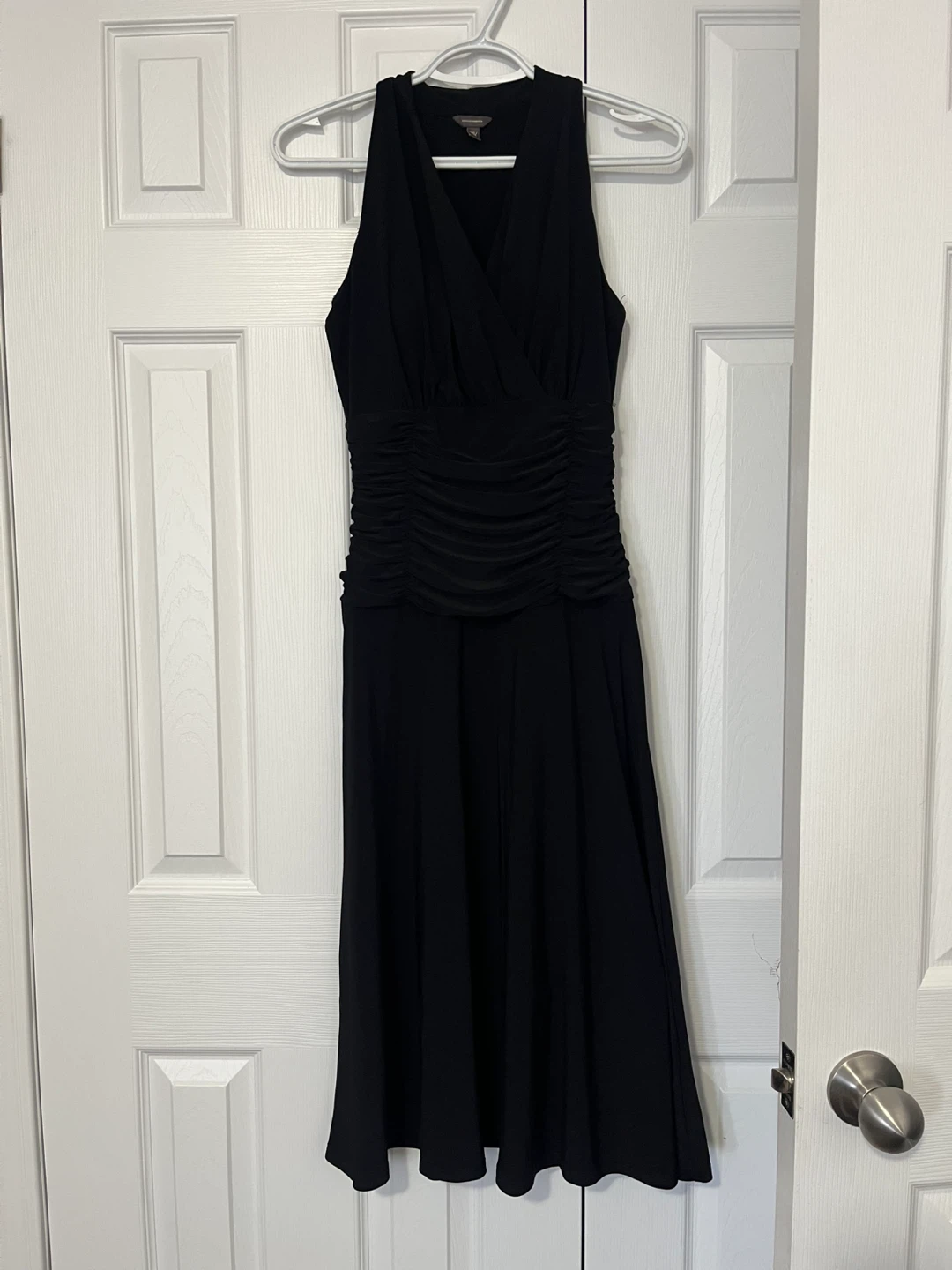 Denver Hayes Black Ruched V-Neck Dress XS