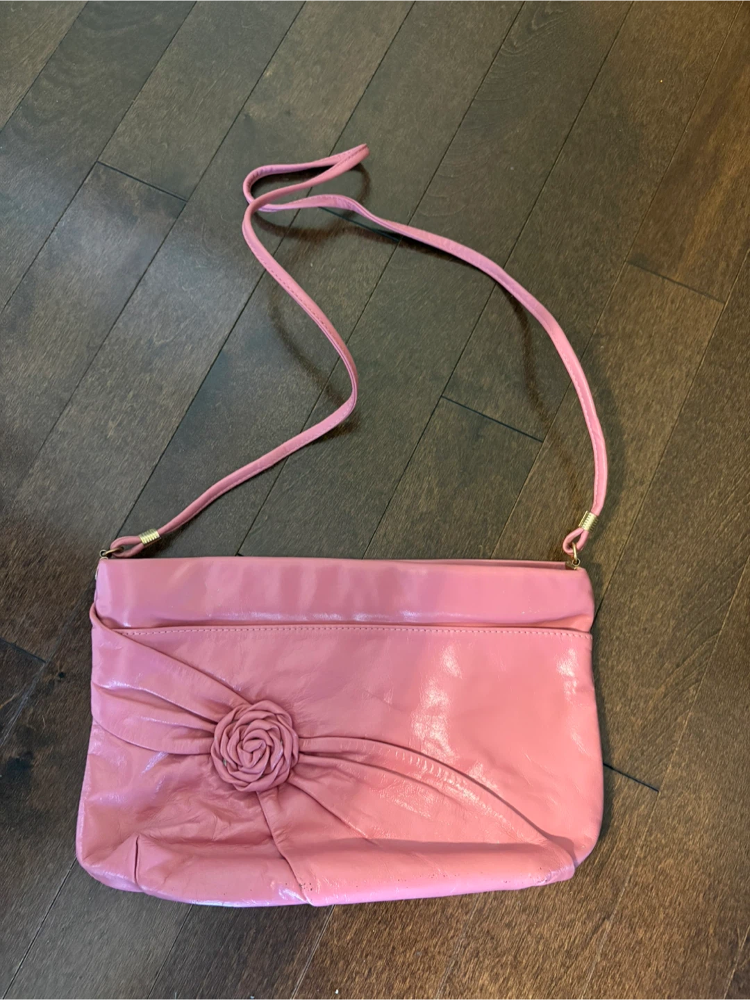 Pink Genuine Leather Clutch/Crossbody Bag - Made in Canada