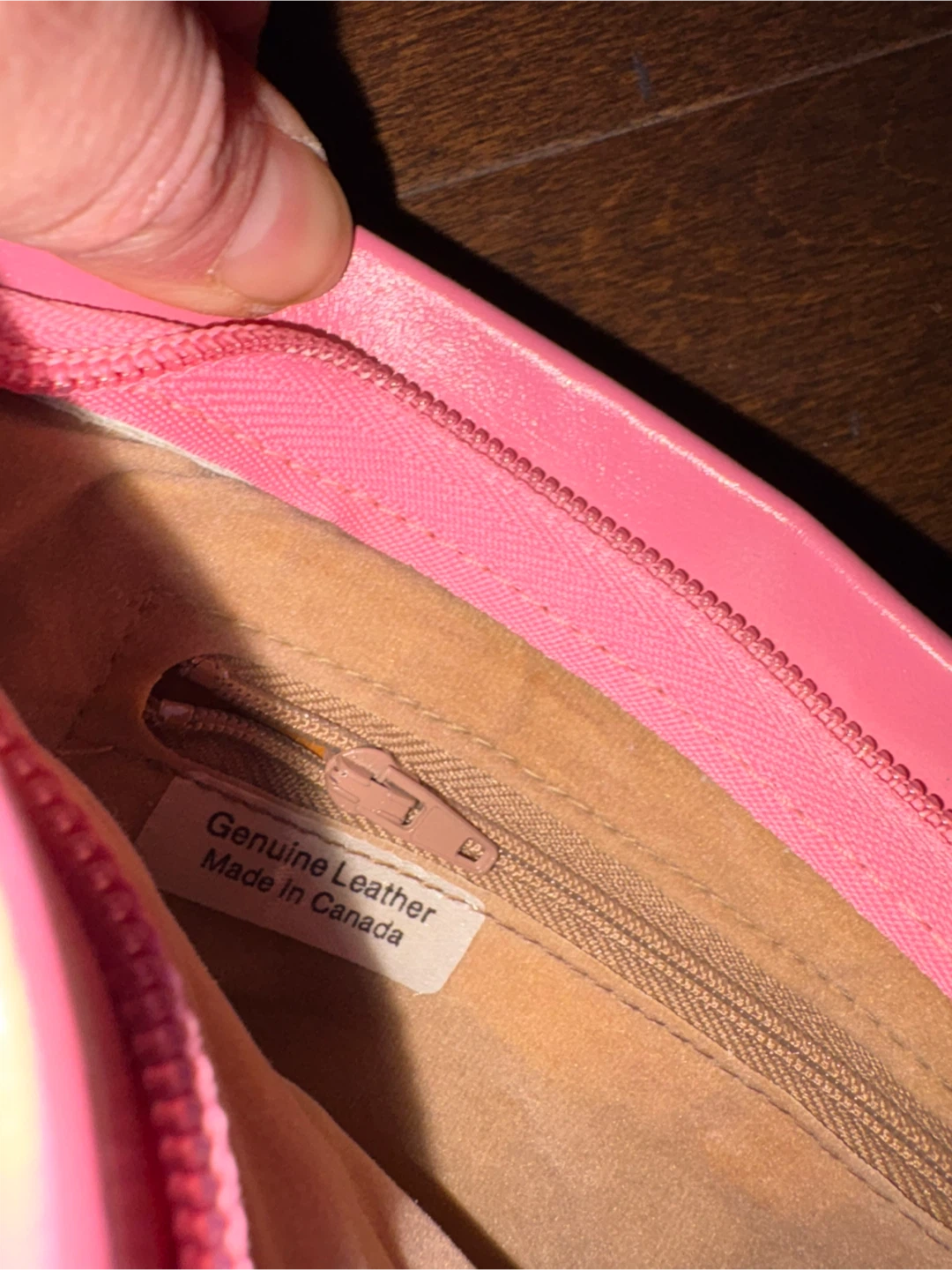 Pink Genuine Leather Clutch/Crossbody Bag - Made in Canada - photo 3
