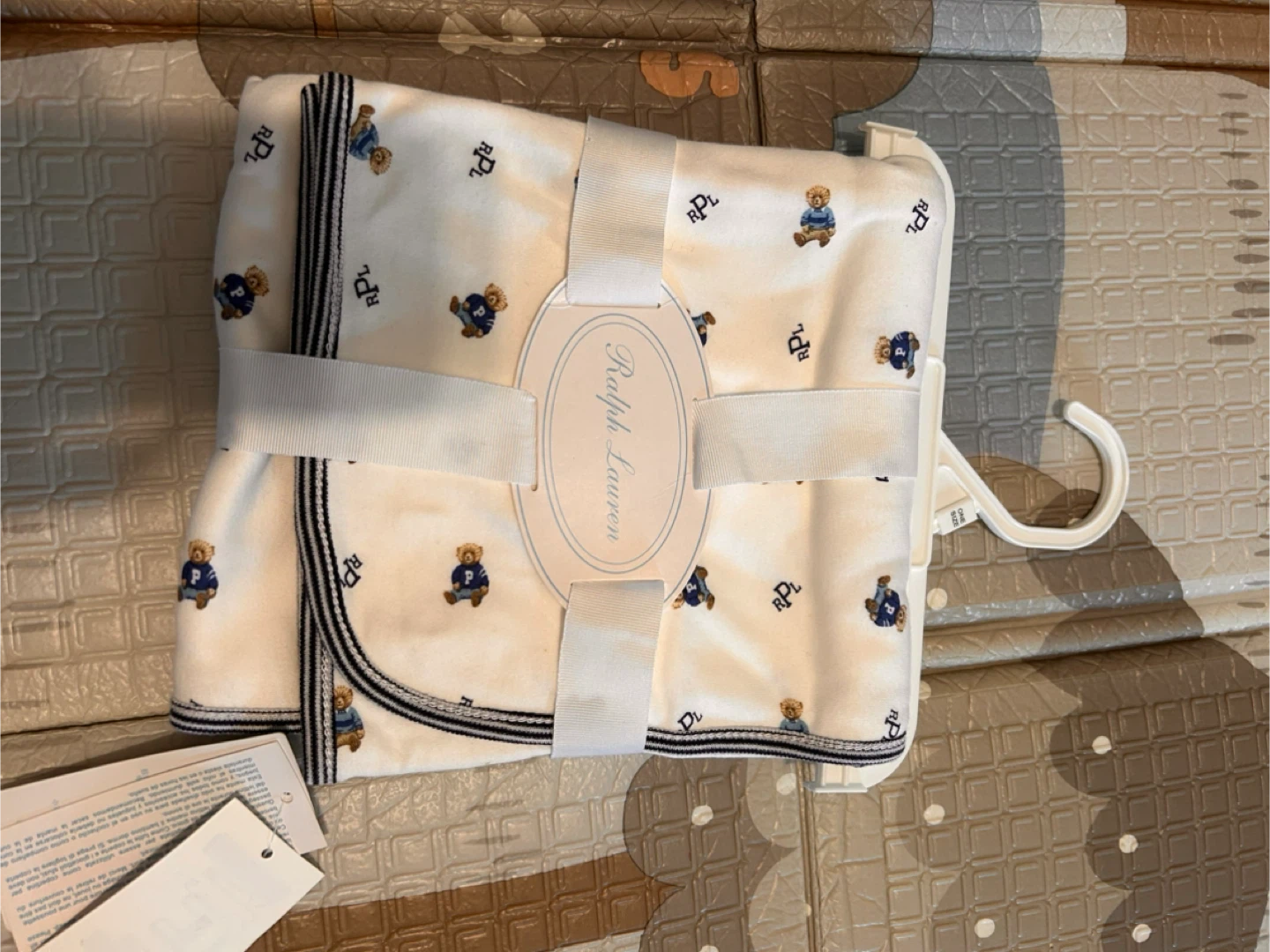 Ralph Lauren Baby Blanket with Teddy Bear Print