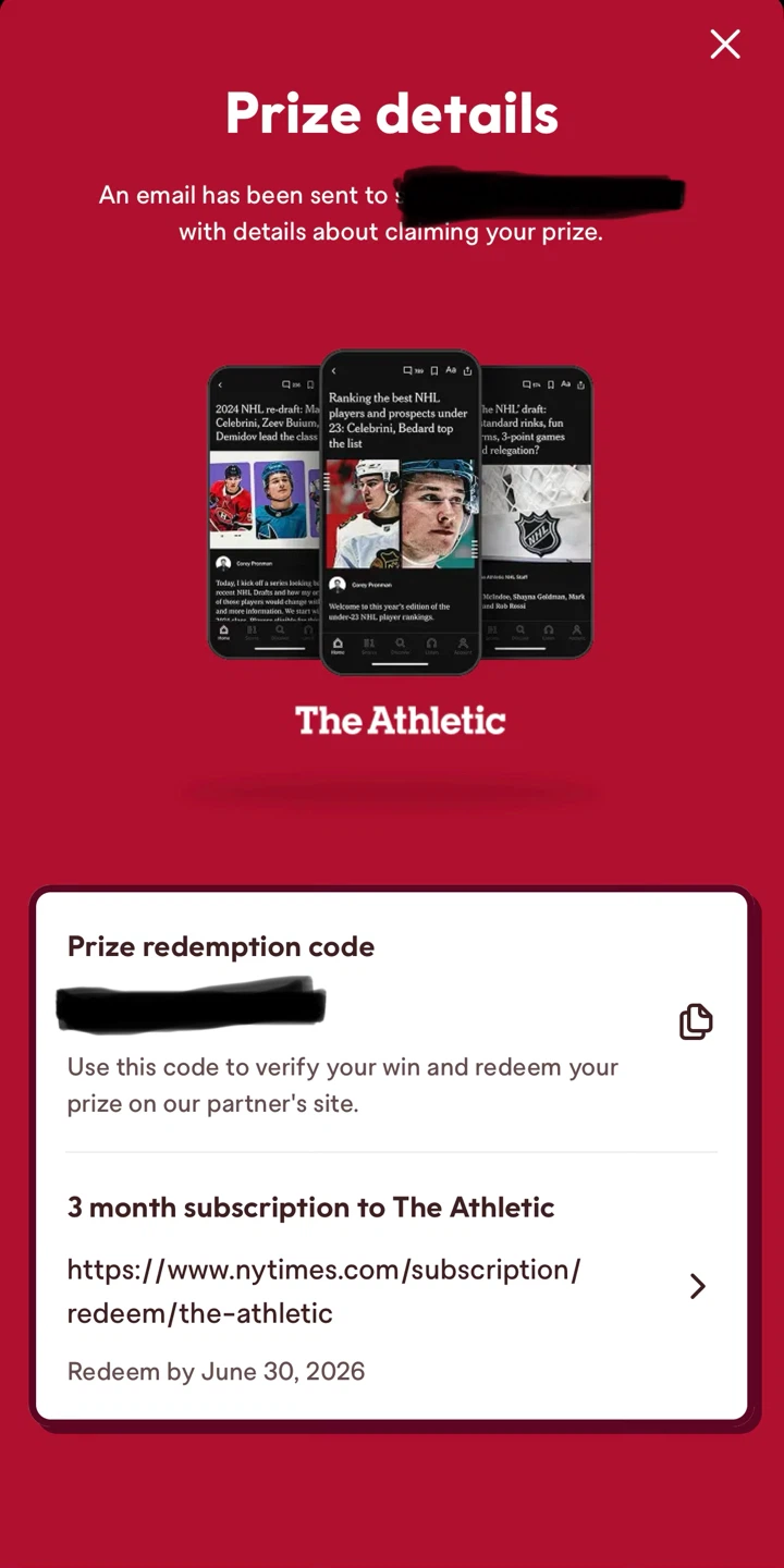 3 Month subscription to The Athletic