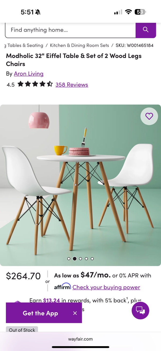 Modholic 32" Eiffel Table and 2 Chairs - photo 5