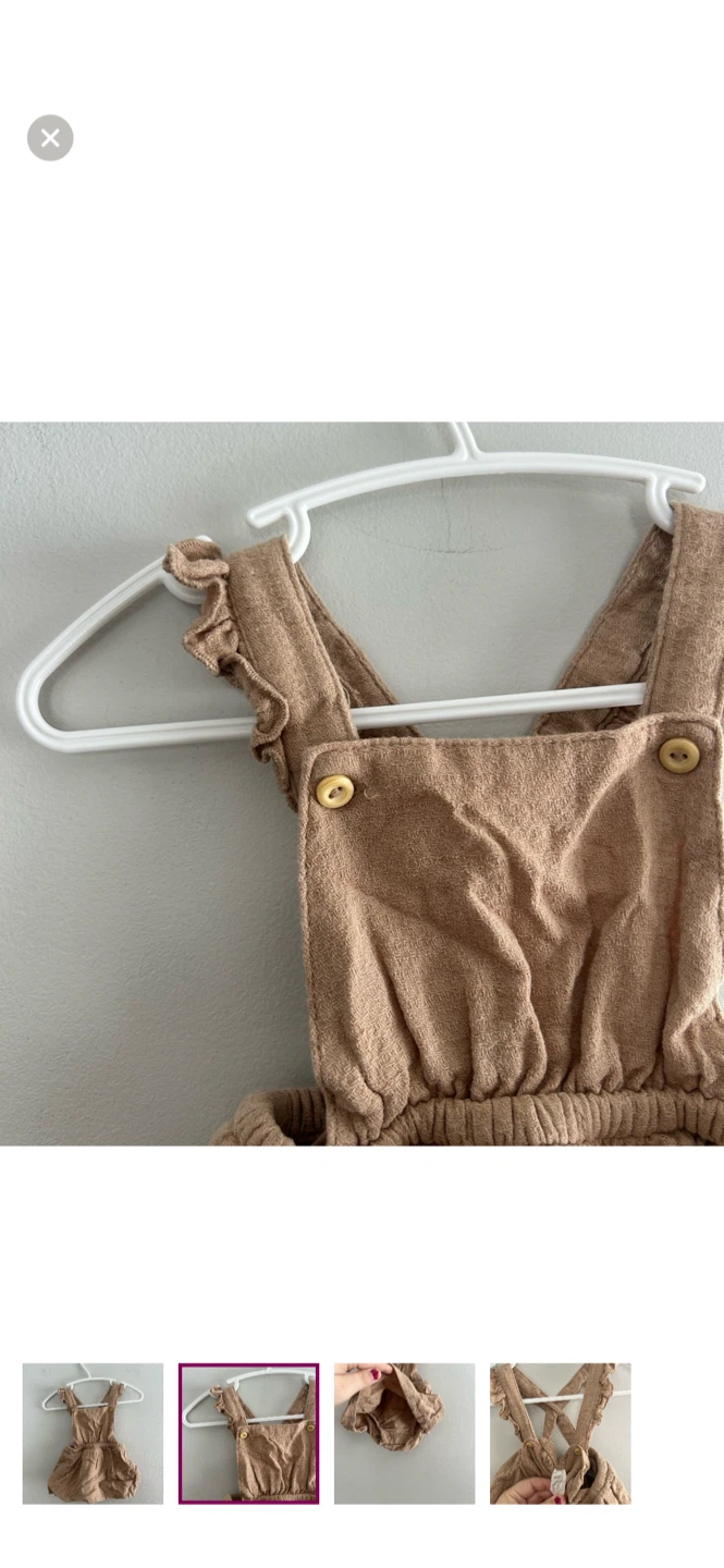 H&M Baby Girl Tan Linen Blend Romper - photo 2