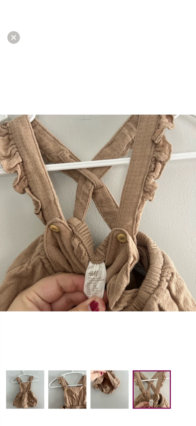 H&M Baby Girl Tan Linen Blend Romper - photo 4