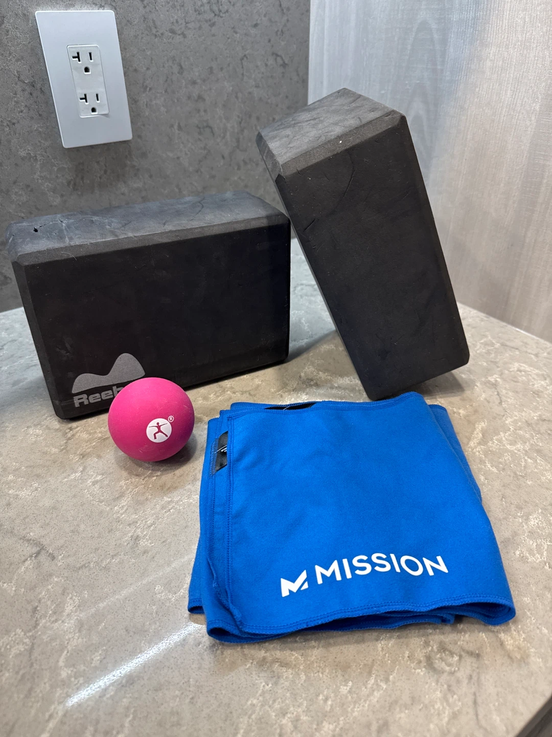 Yoga Blocks, Cooling Towel & Therapy Ball