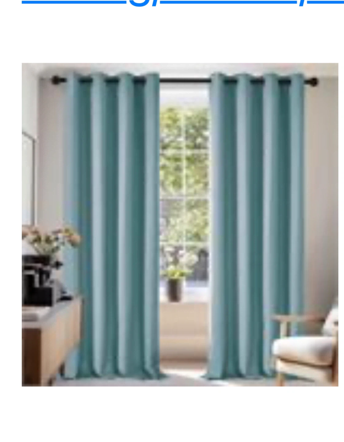 Teal Blue Grommet Curtains (Set of 2)