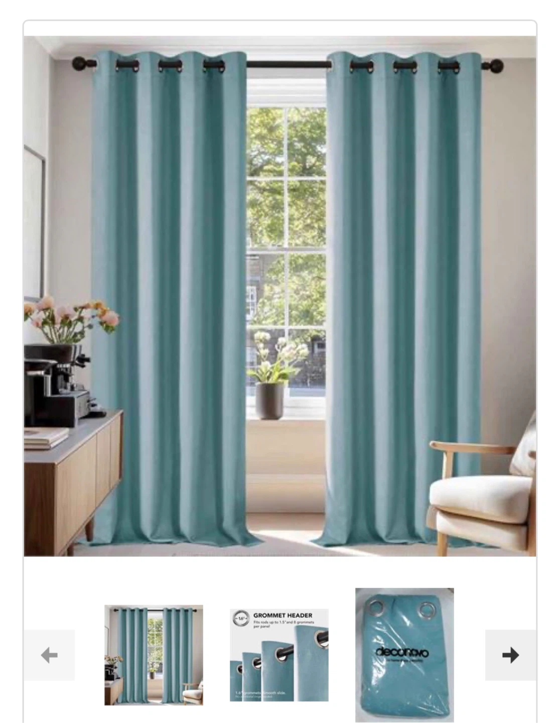 Teal Blue Grommet Curtains (Set of 2) - photo 2