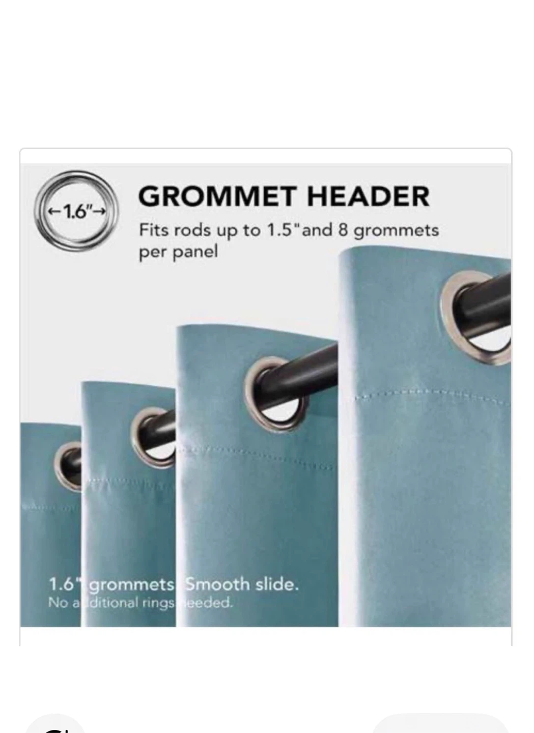 Teal Blue Grommet Curtains (Set of 2) - photo 4