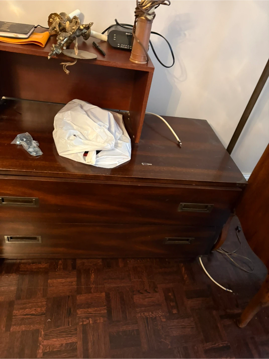 Dark Wood Dresser with Two Drawers