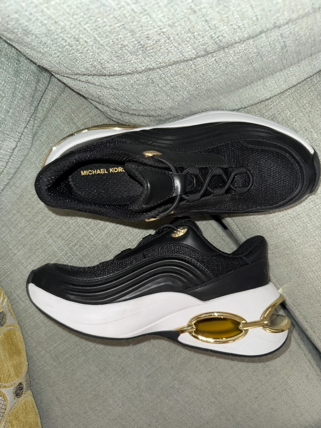 Michael Kors Black Gold Accent Chunky Sneakers - photo 4