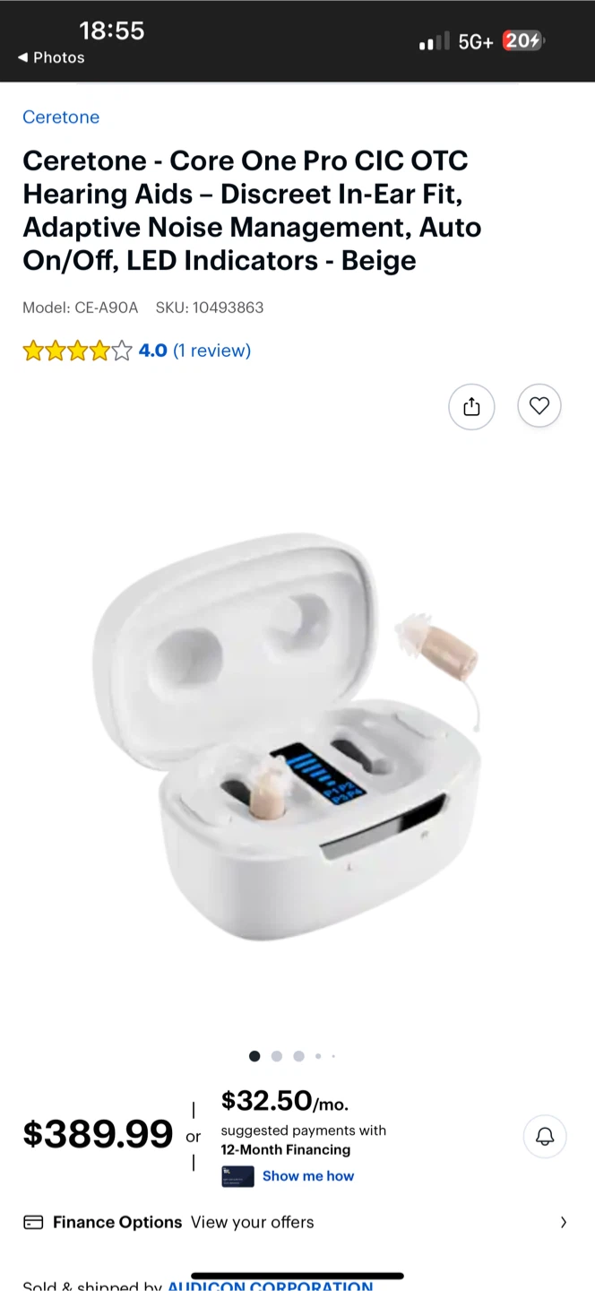 Ceretone Core One Pro CIC Hearing Aids - Beige