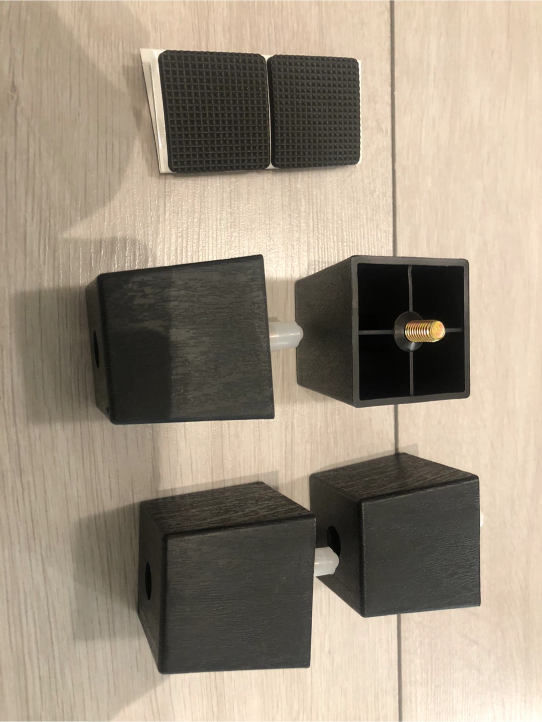 Set of 4 Black Furniture Legs with Adhesive Pads
