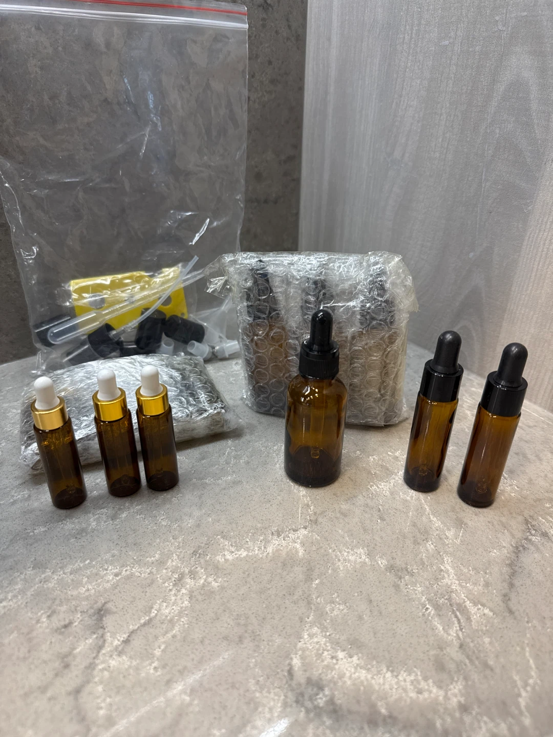 Amber Glass Dropper Bottles with Black Caps