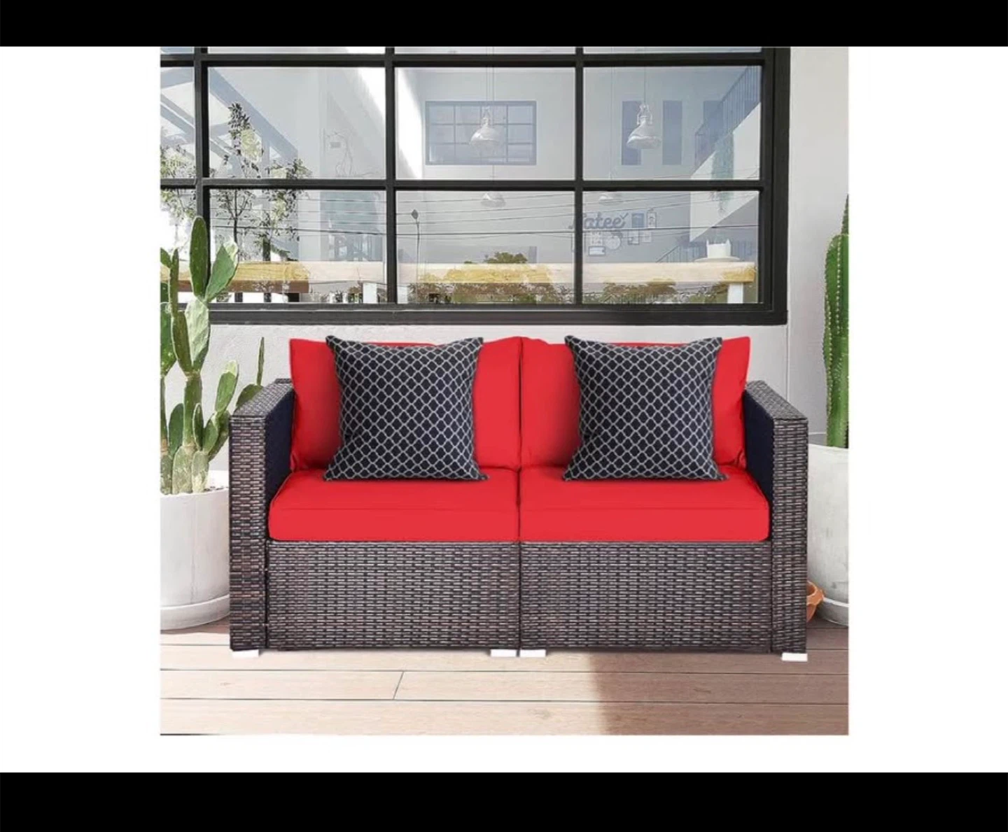 2 Piece Corner Sofa Set with Red Cushions
