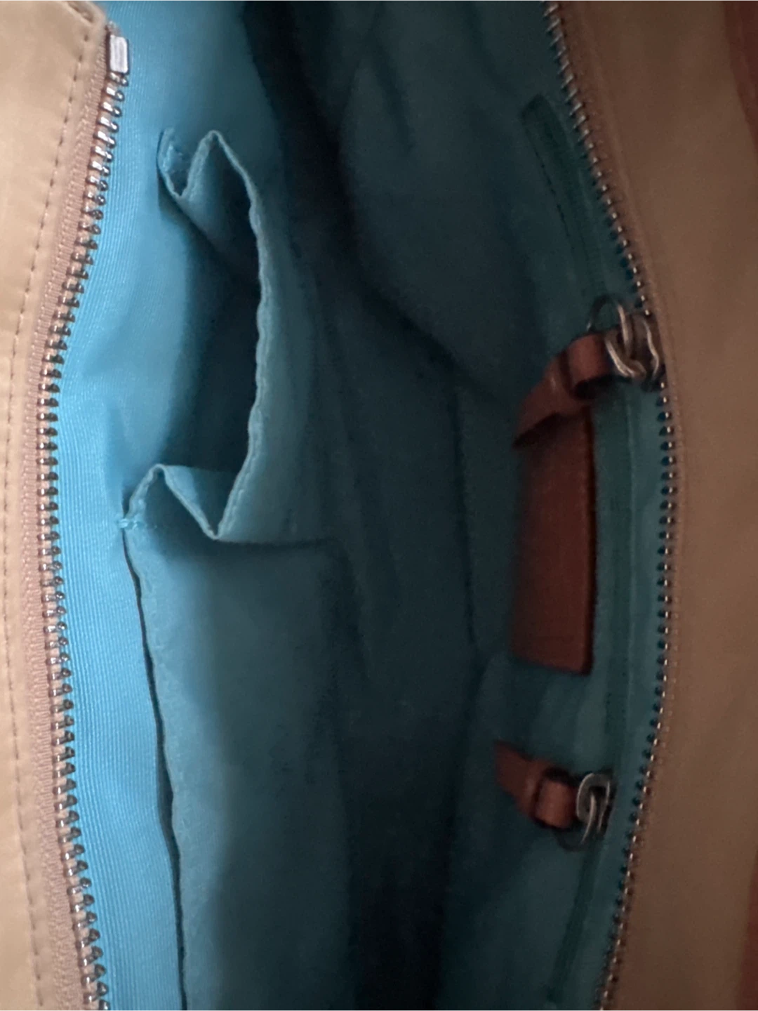 Coach Gold Tone / Tan Shoulder Bag with Blue Accents - photo 3