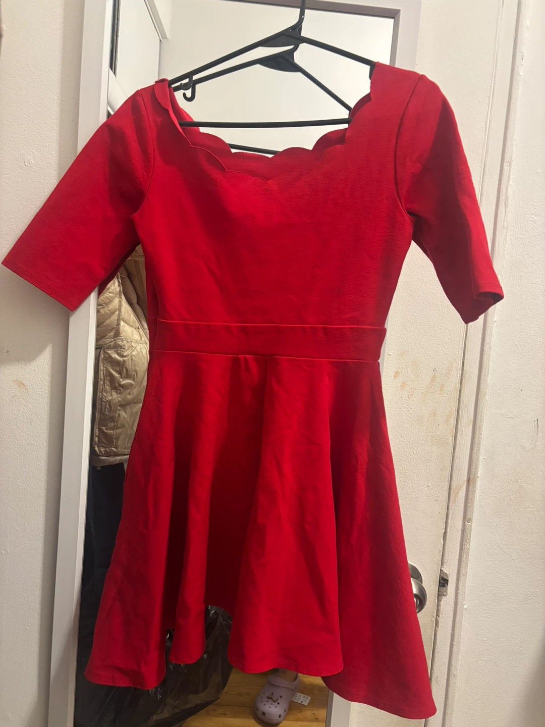 LuLu's Red Scallop Neckline Fit and Flare Dress