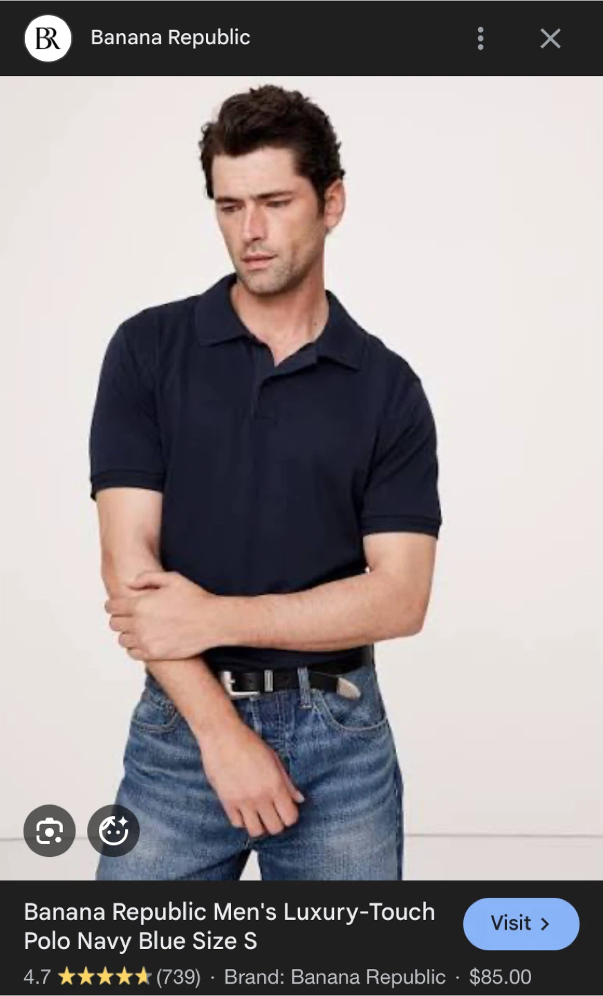 Banana Republic Men's Luxury-Touch Polo Navy Blue Size S