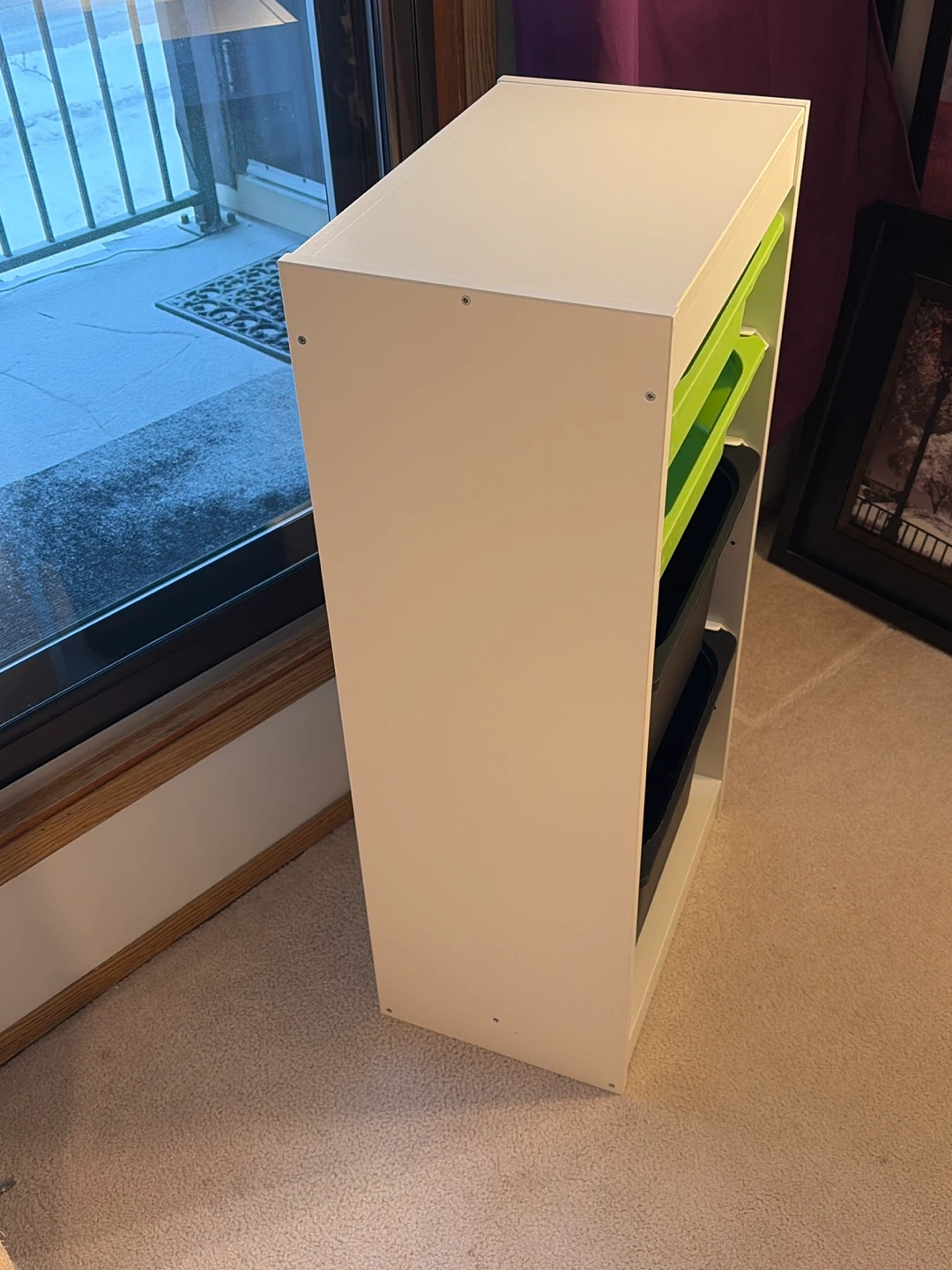 White Storage Unit with 2 Green and 2 Black Bins - photo 3