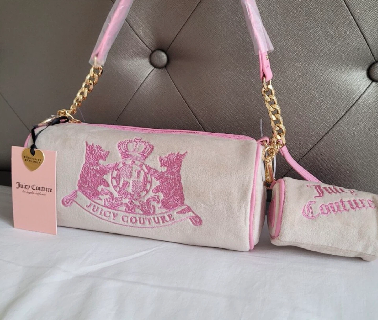 Juicy Couture Velour Baguette Bag with Coin Purse