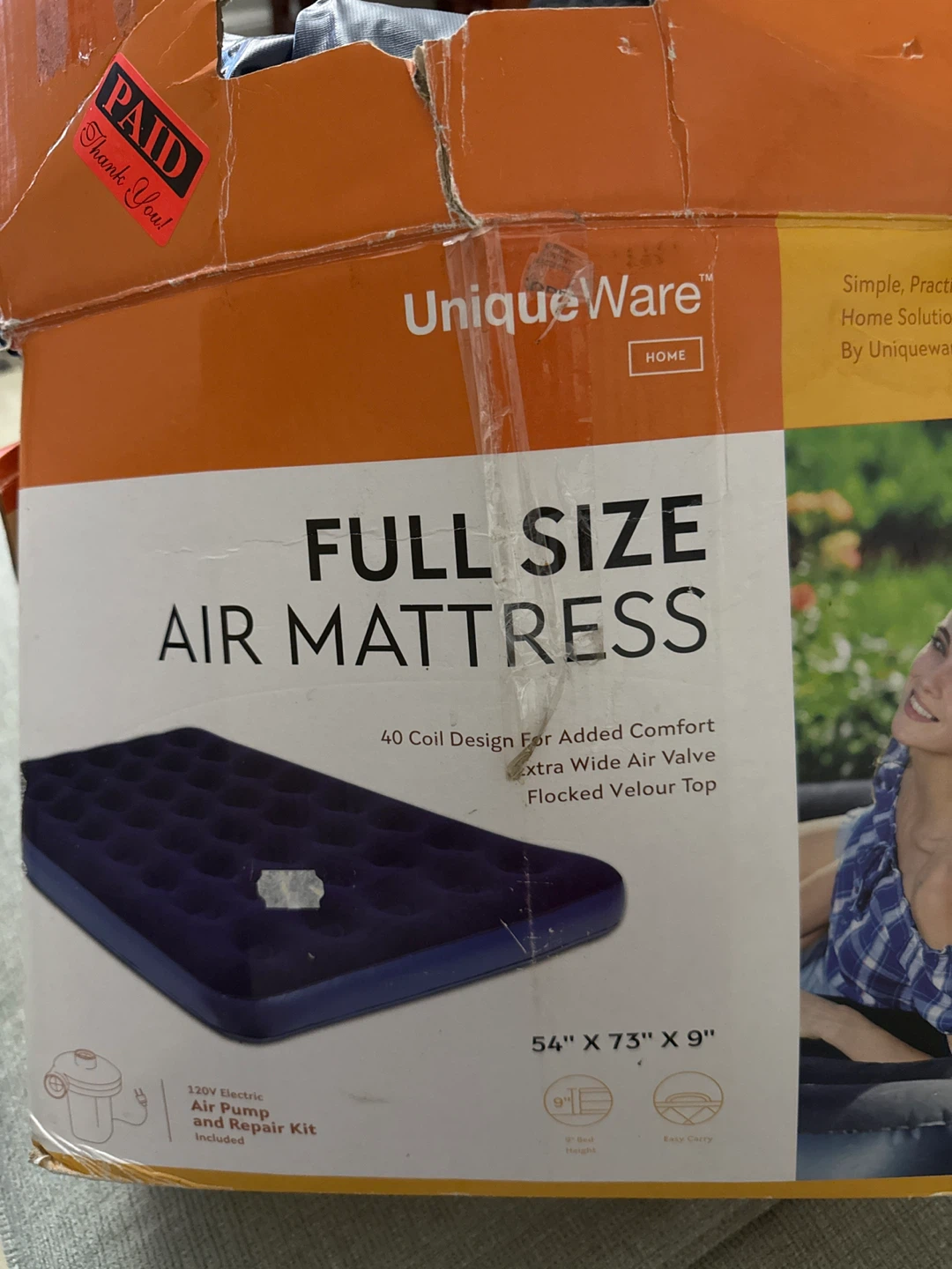 UniqueWare Full Size Air Mattress with Pump and Repair Kit