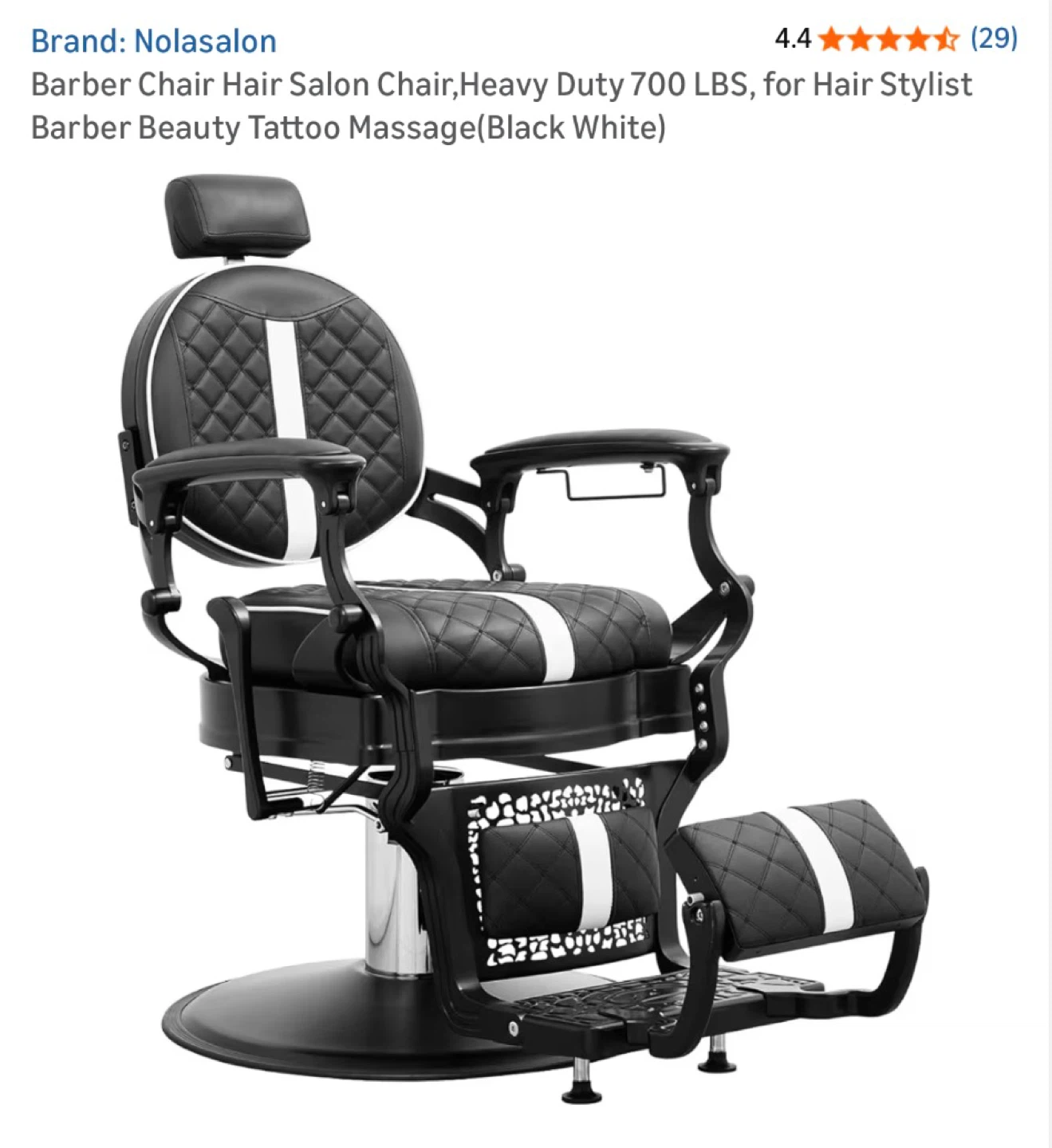 Nolasalon Barber Chair - Black and White - photo 5