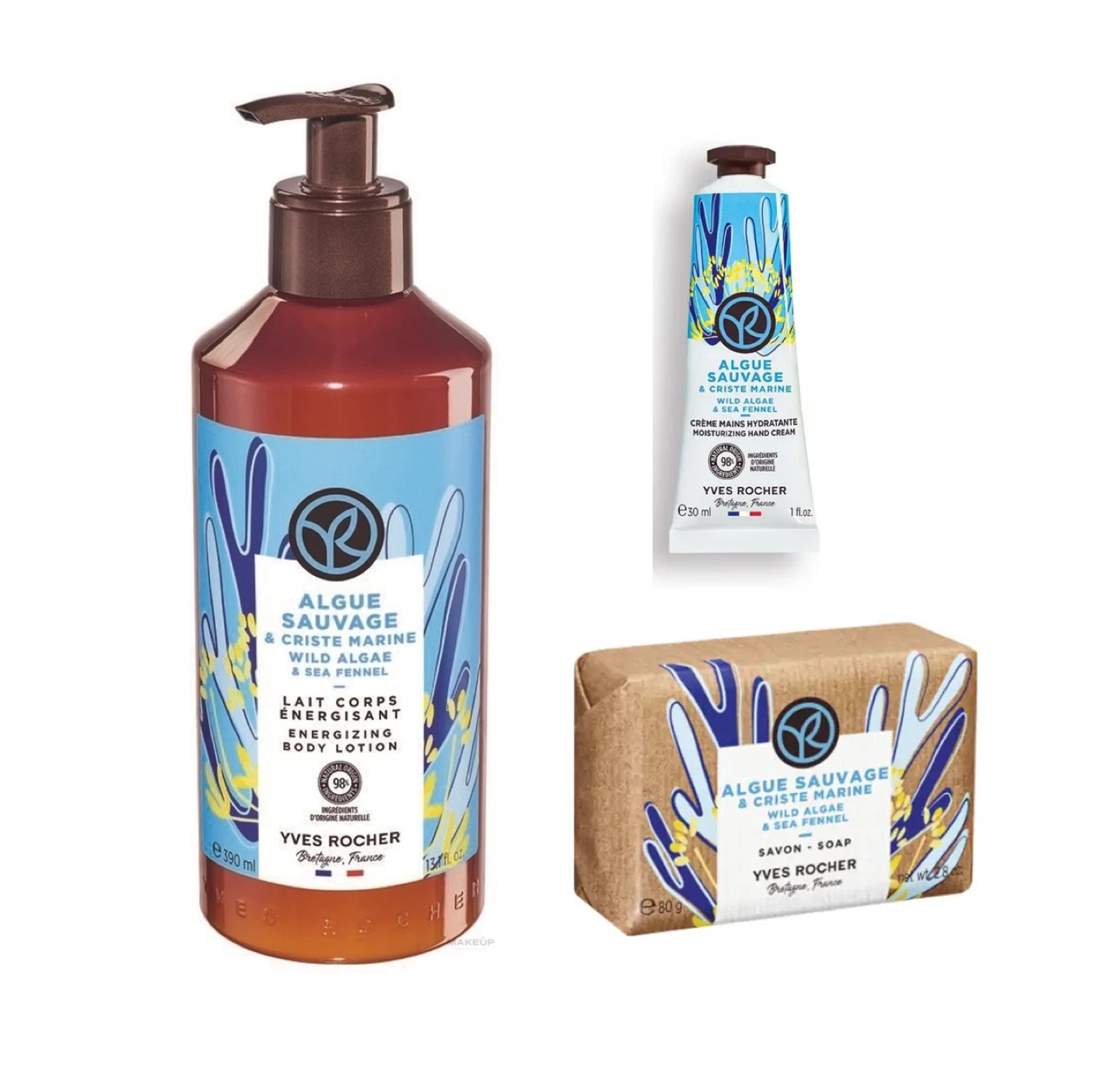 YVES ROCHER 3PCS SET Wild Algae & Sea Fennel