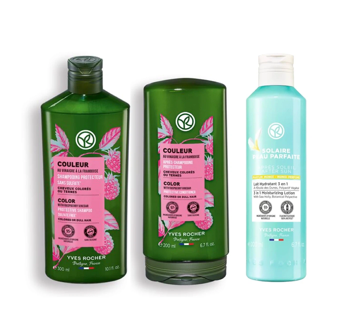 YVES ROCHER 3PCS SET Shampoo + Conditioner + 3 in 1 Lotion