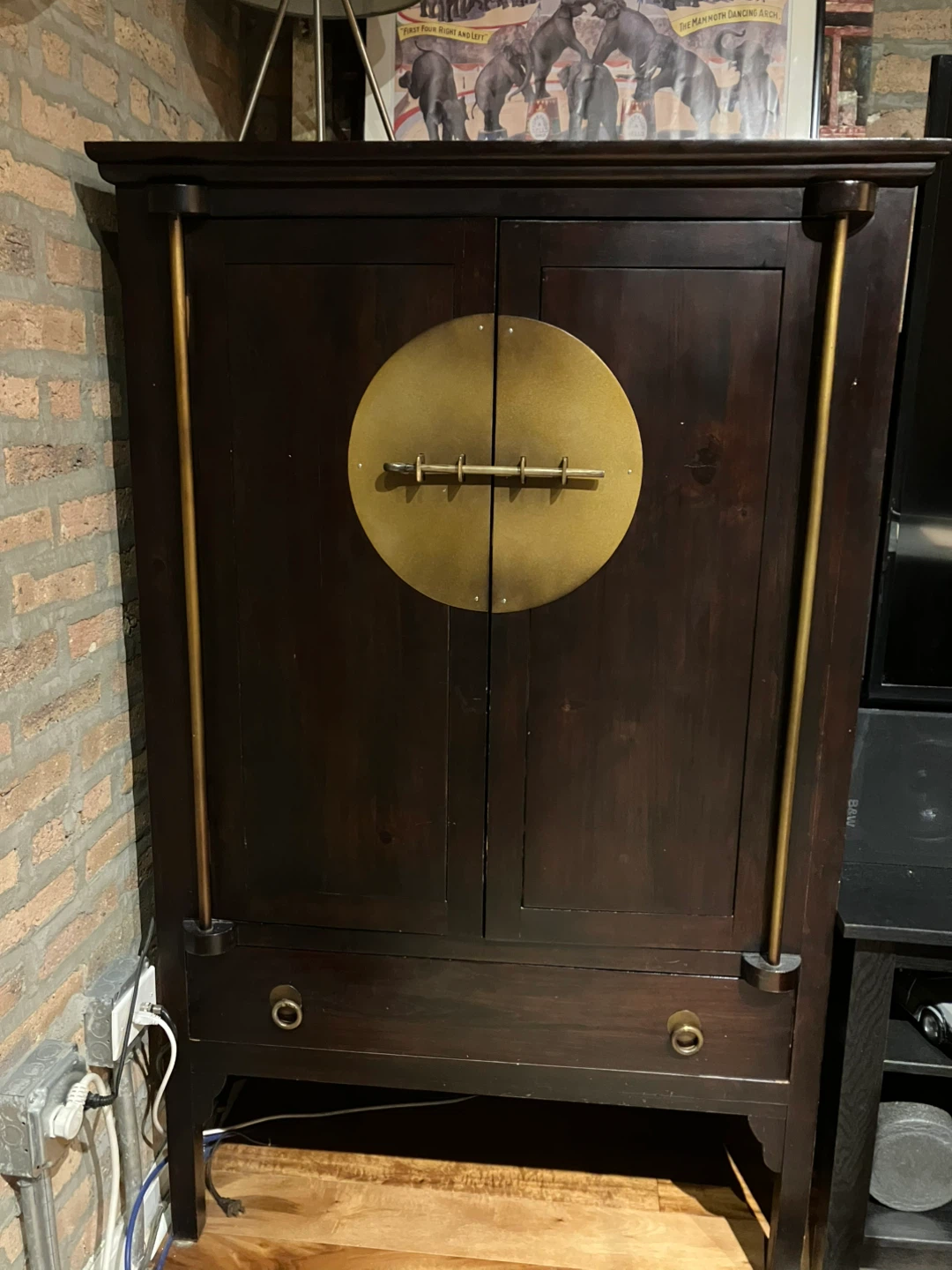 Chinese Wedding Cabinet with Brass Hardware