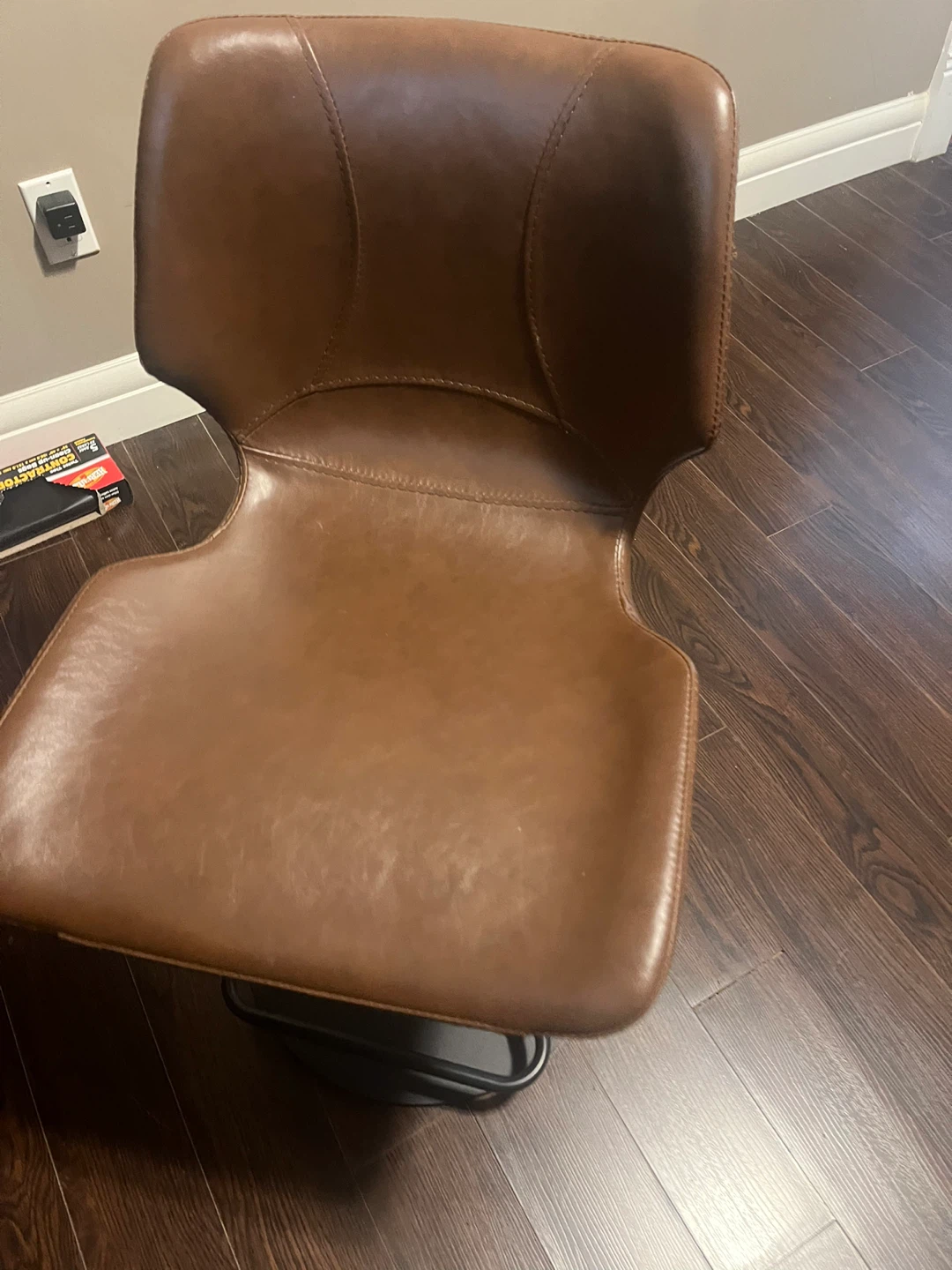 Black Desk with Brown Swivel Chair