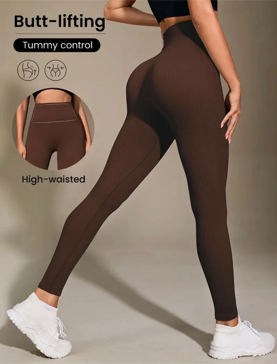 New Brown Ribbed Leggings - photo 2