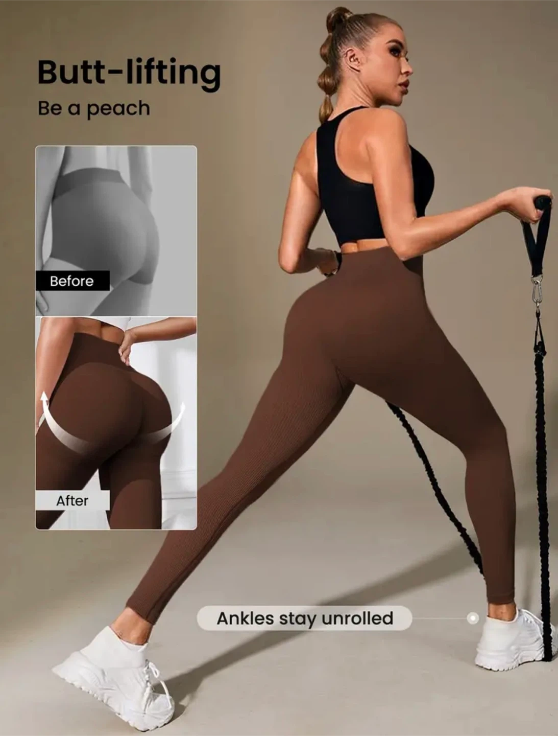 New Brown Ribbed Leggings - photo 3