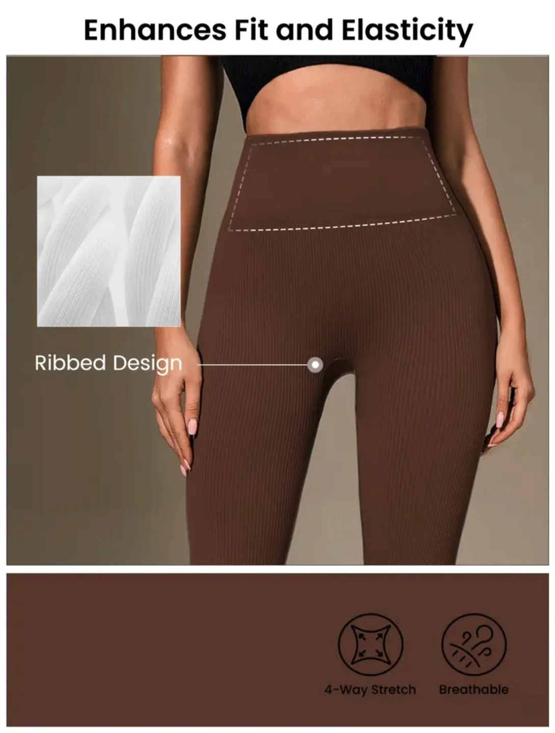 New Brown Ribbed Leggings - photo 4
