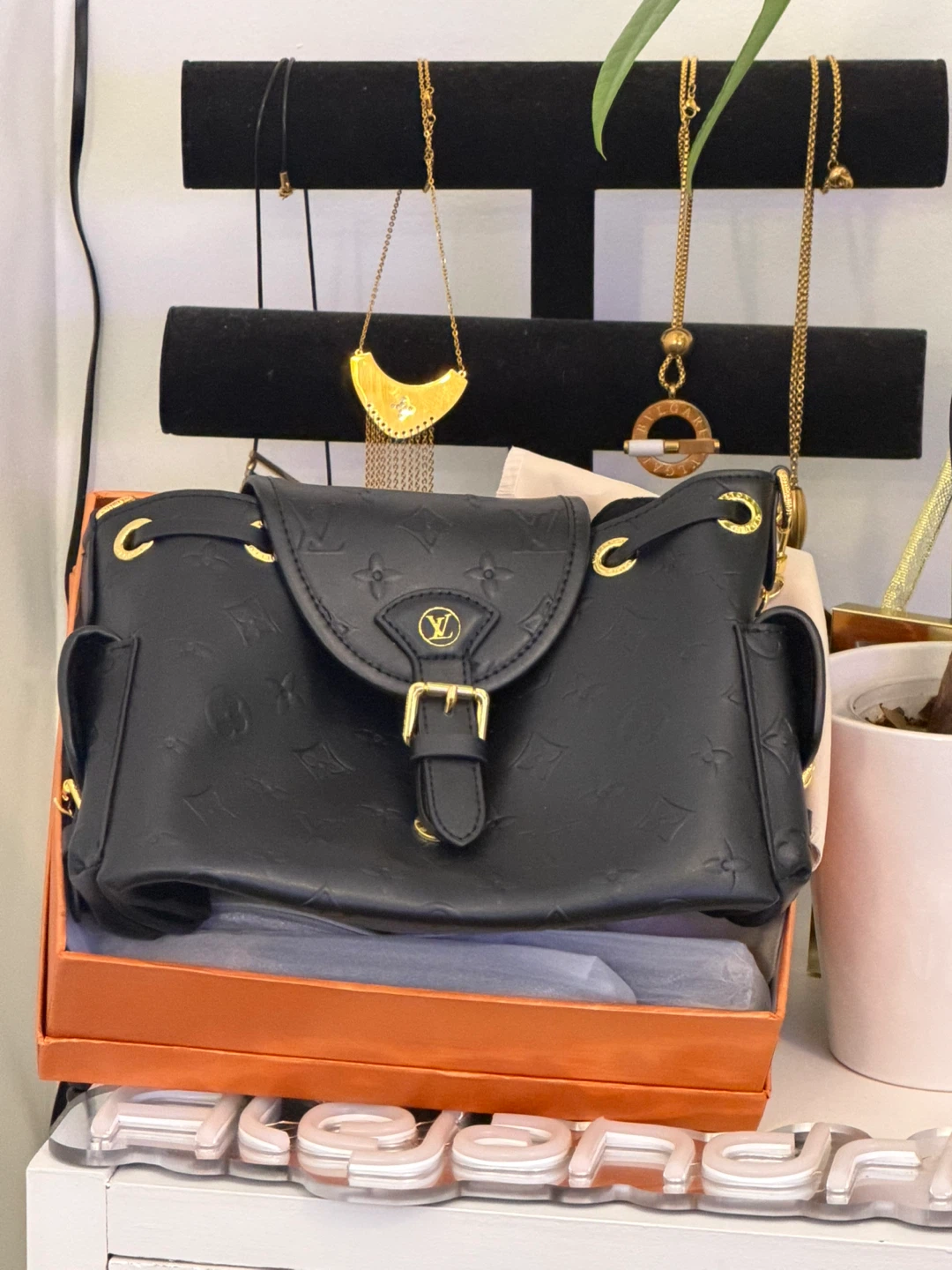 Louis Vuitton Black Monogram Leather Shoulder Bag