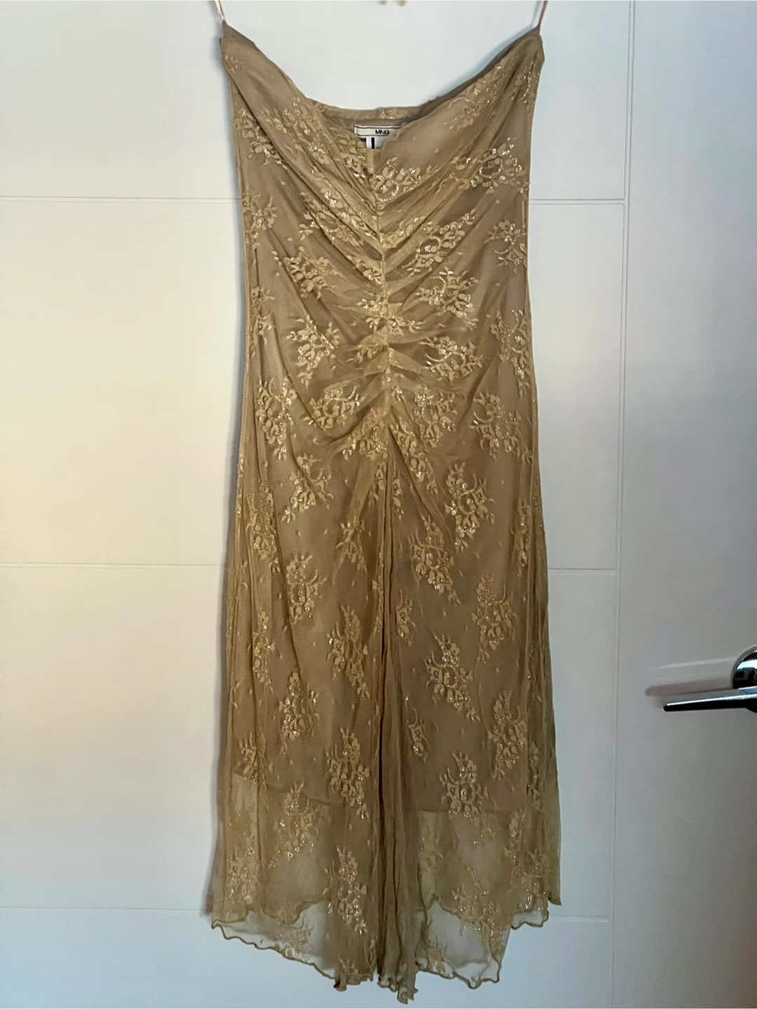 Mango Lace Strapless Dress - Gold - Size XS/S
