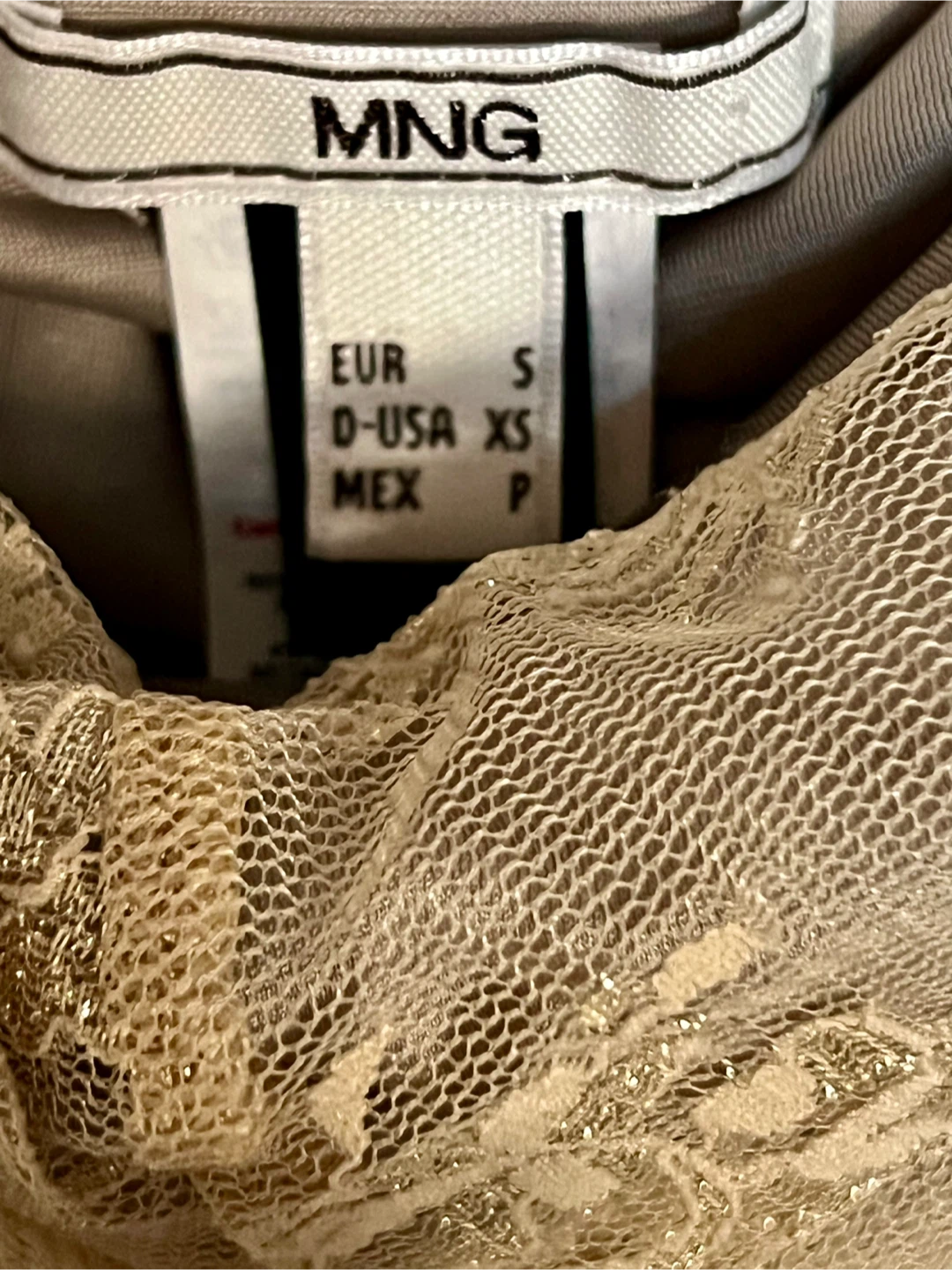 Mango Lace Strapless Dress - Gold - Size XS/S - photo 2