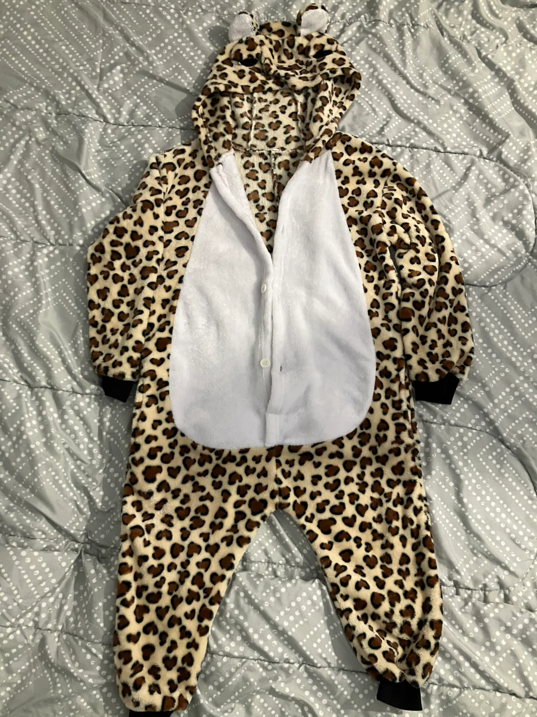 Kids Leopard Print Hooded Onesie Pajamas