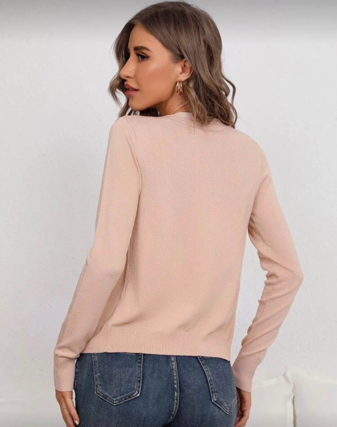 Women's Long Sleeve Cardigan - Peach - photo 2