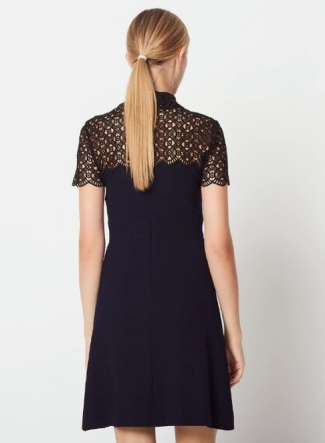 Sandro Navy and Black Lace Dress - photo 2