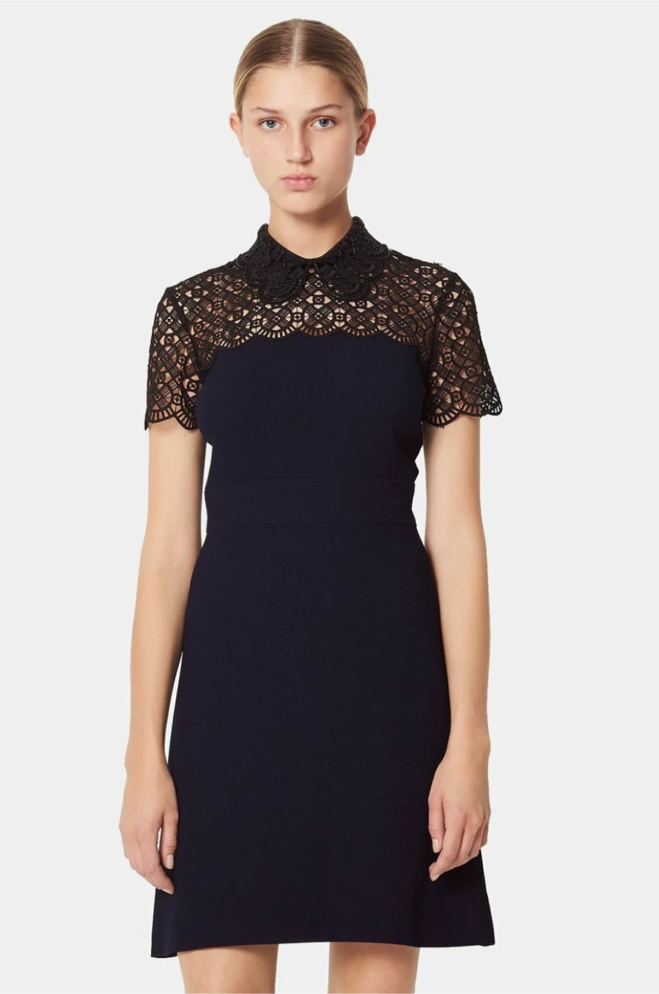 Sandro Navy and Black Lace Dress