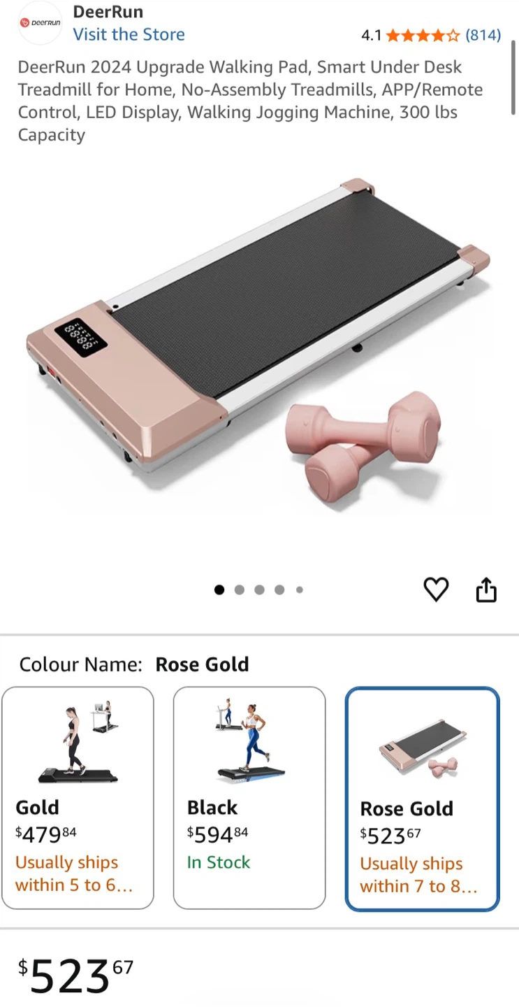 DeerRun Rose Gold Walking Treadmill - photo 5