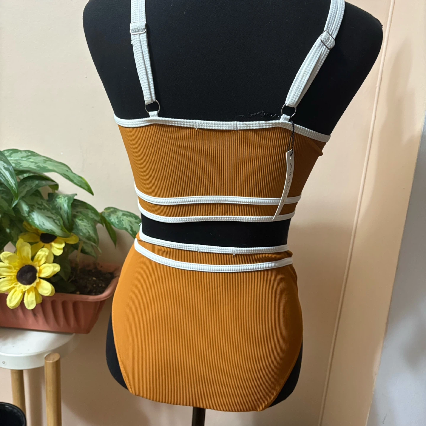 AIMAGE Ribbed Bikini Set - Orange - Size S - photo 2