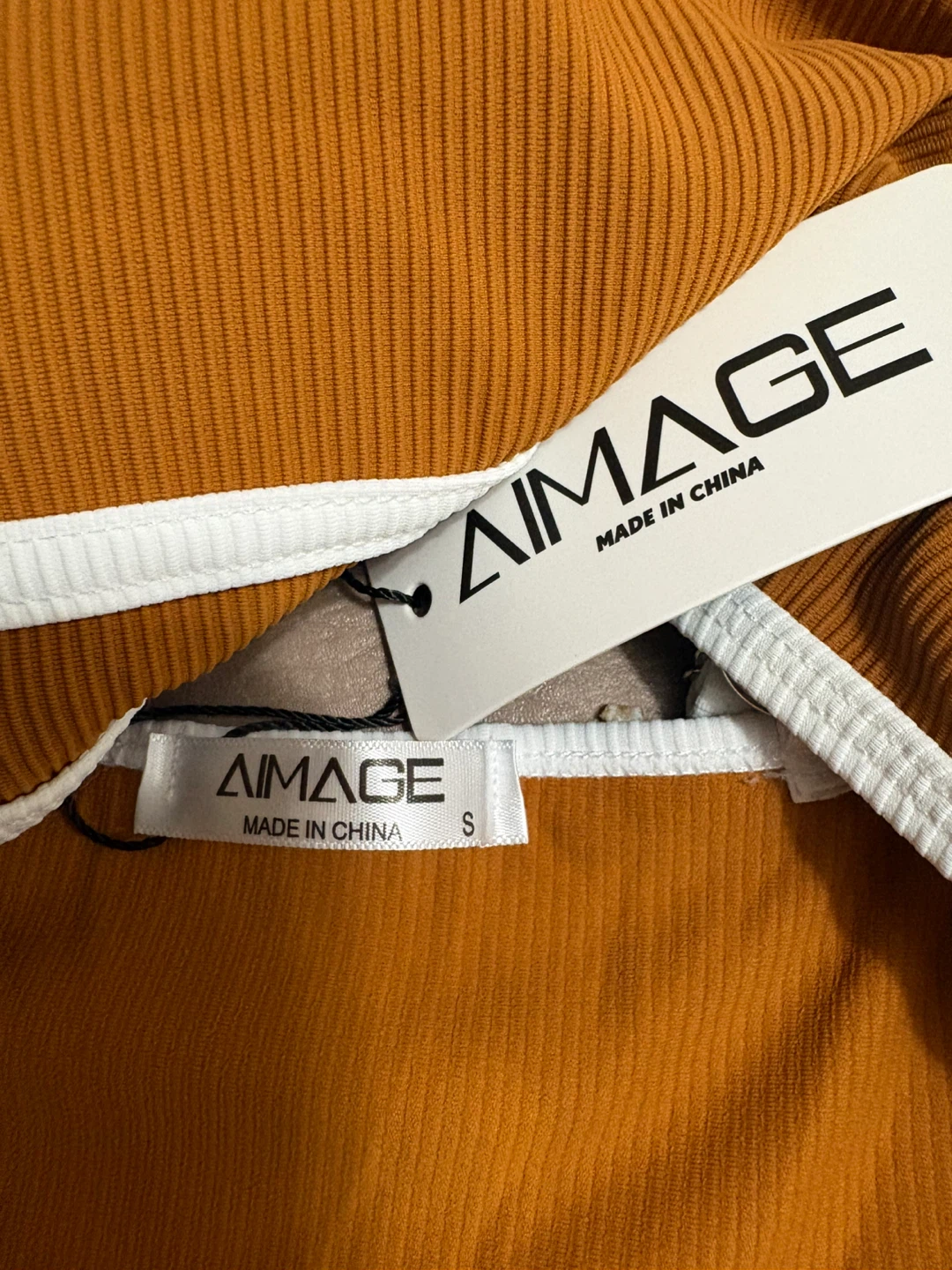 AIMAGE Ribbed Bikini Set - Orange - Size S - photo 3