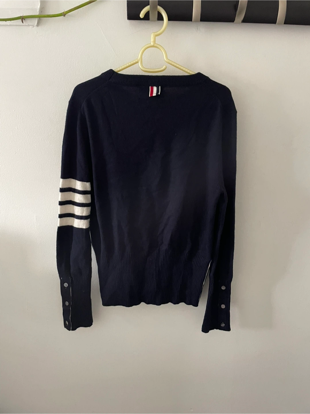 THOM BROWNE Navy Blue Sweater with White Stripes - photo 2