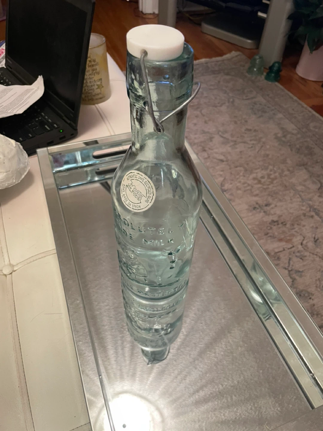 Glass Milk Bottle with Swing Top Lid